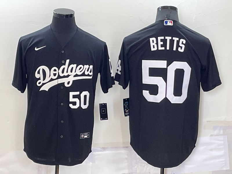 Men Los Angeles Dodgers 50 Betts Black Inversion Nike 2022 MLB Jerseys